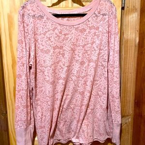 Long Sleeve- Pastel Pink- Floral- Semi see-through- Maurices- Size 2